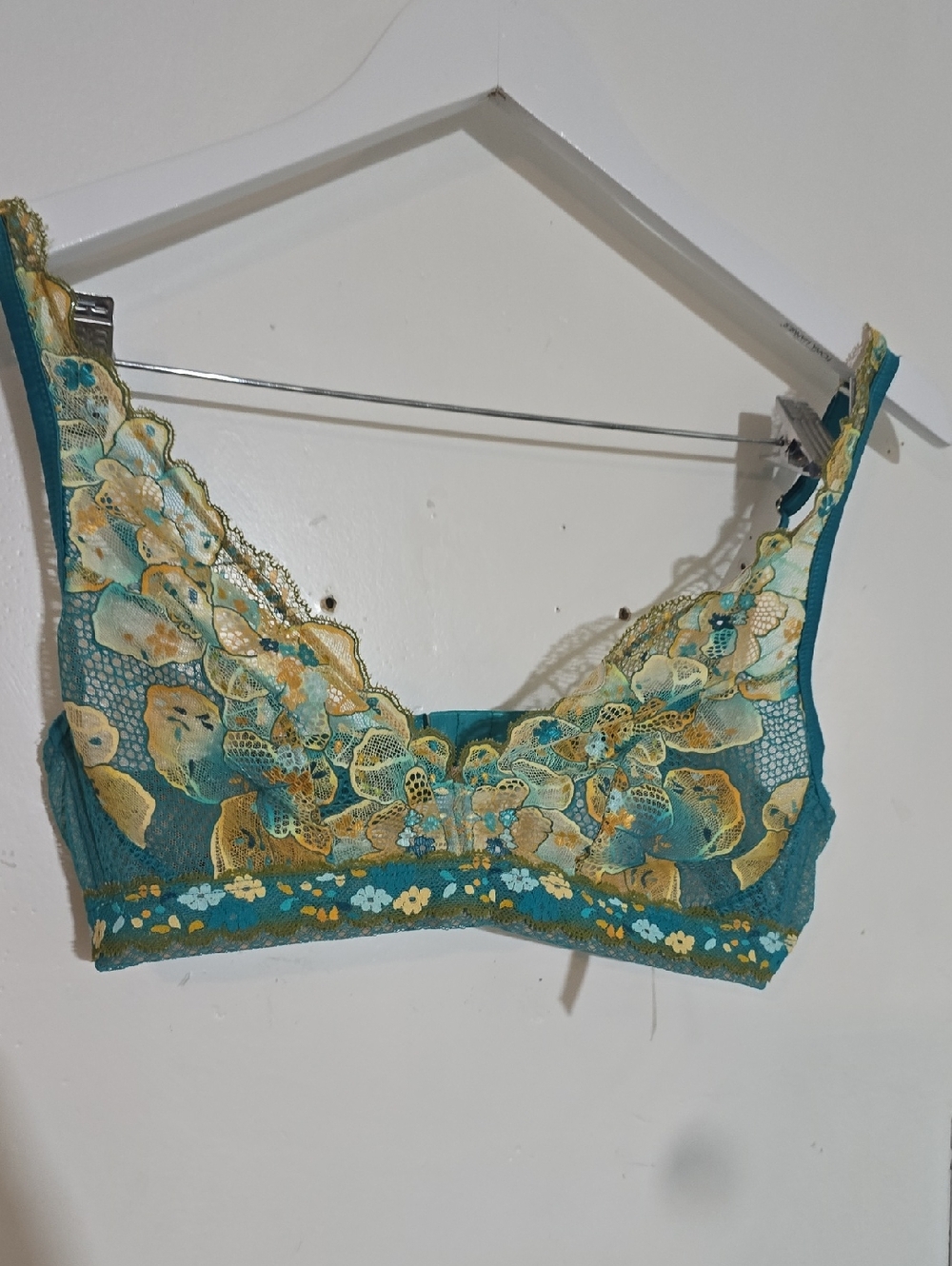 Intimissimi Teal & Yellow Floral Lace Bralette